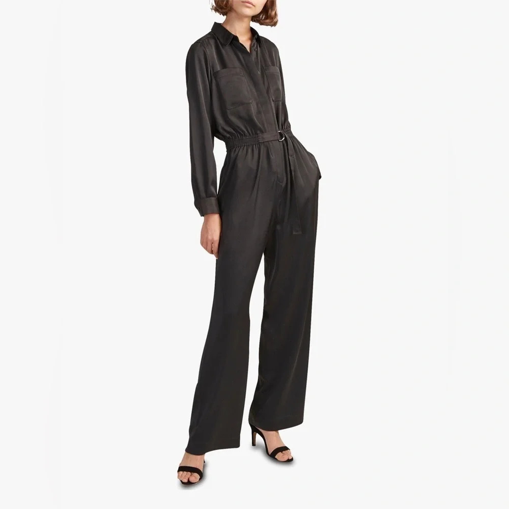 French Connection Enid Crepe Jumpsuit in Dark Slate - NEW- Size 10